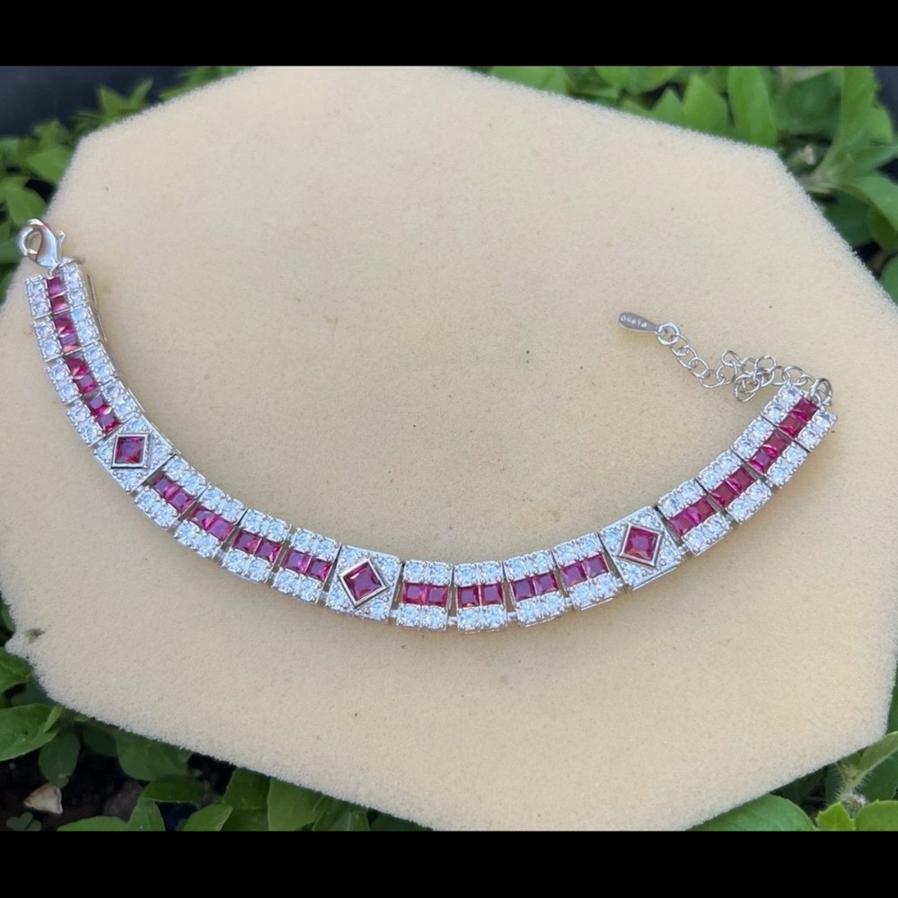 Swarovski Pink and Clear Crystal Bracelet in Silver Tone - Picture 6 of 12
